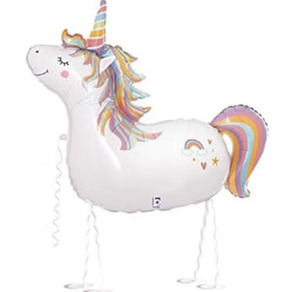 Unicorn Airwalker |  |  Folie Ballon |  Kids | Inclusief Helium en Lint | Groot  XXL | 90 cm | Wit