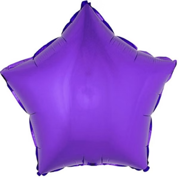 Ster Diep Paars | Folie ballon  | Mix | Kids | Inclusief Helium en Lint | 45 cm | Paars