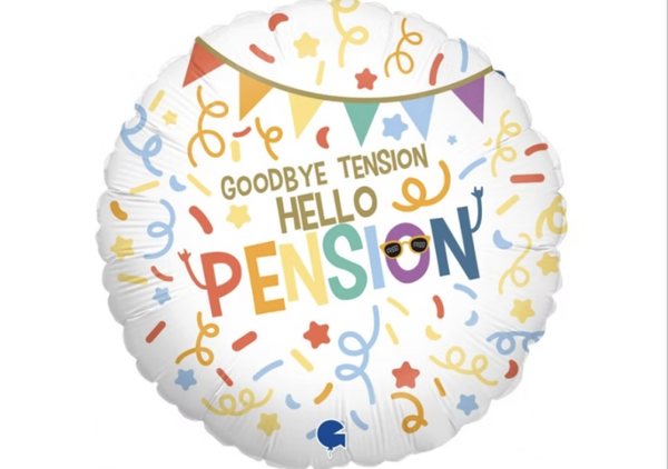 Pensioen | Folie ballon  | Mix | Inclusief Helium en Lint | 45 cm | Wit