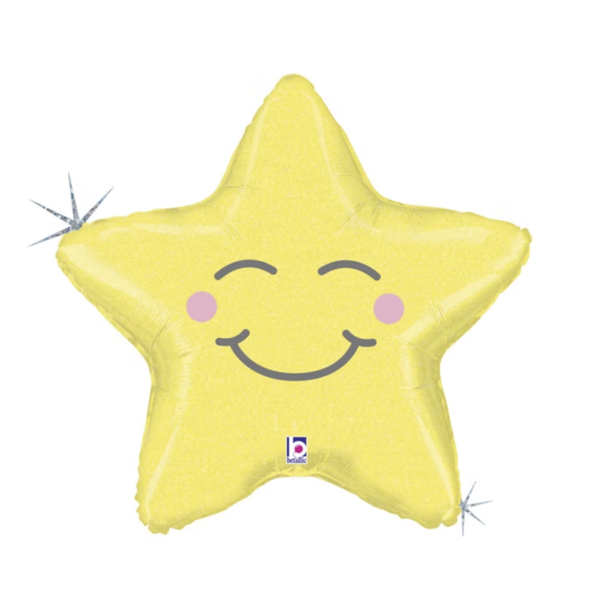 Chubby Ster |  Folie Ballon |  Kids | Inclusief Helium en Lint | 66 cm | Geel