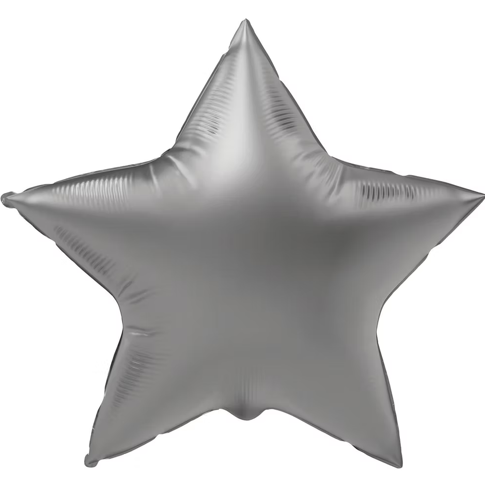 Ster Ultra Matte Zilver  | Folie ballon  | Mix | Kids | | Inclusief Helium en Lint | 45 cm | Zilver