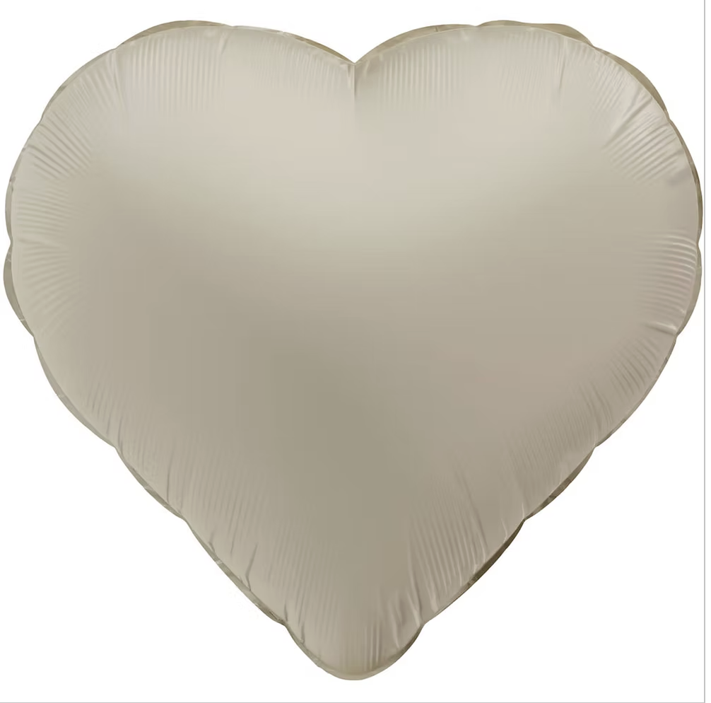 Hart Ultra Matte Creme Wit   | Folie ballon  | Mix | Kids | Liefde & Valentijn | Inclusief Helium en Lint | 45 cm | Creme Wit