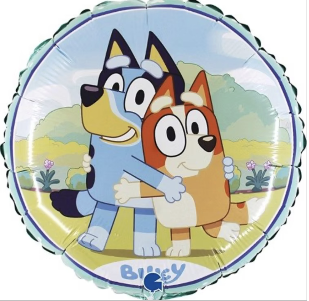 Bluey Ballon Rond   | Folie ballon  | Kids | | Inclusief Helium en Lint | 45 cm | Blauw