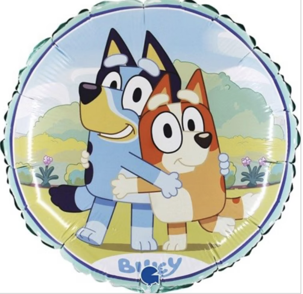 Bluey Ballon Rond   | Folie ballon  | Kids | | Inclusief Helium en Lint | 45 cm | Blauw