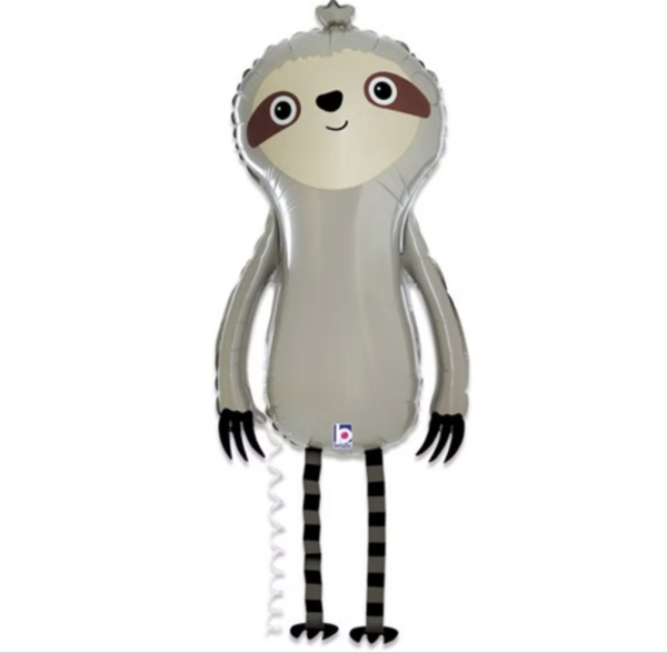 Luiaard Airwalker |  Folie Ballon |  Kids | Inclusief Helium en Lint | 75 cm  | Grijs