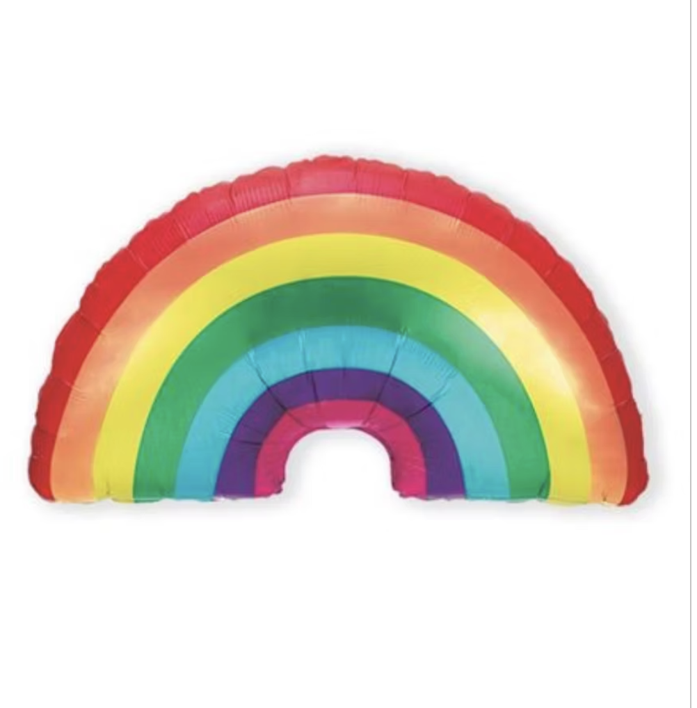 Regenboog  |  Folie Ballon |  Kids | Mix  | Inclusief Helium en lint | 60 cm | Rood Geel Groen