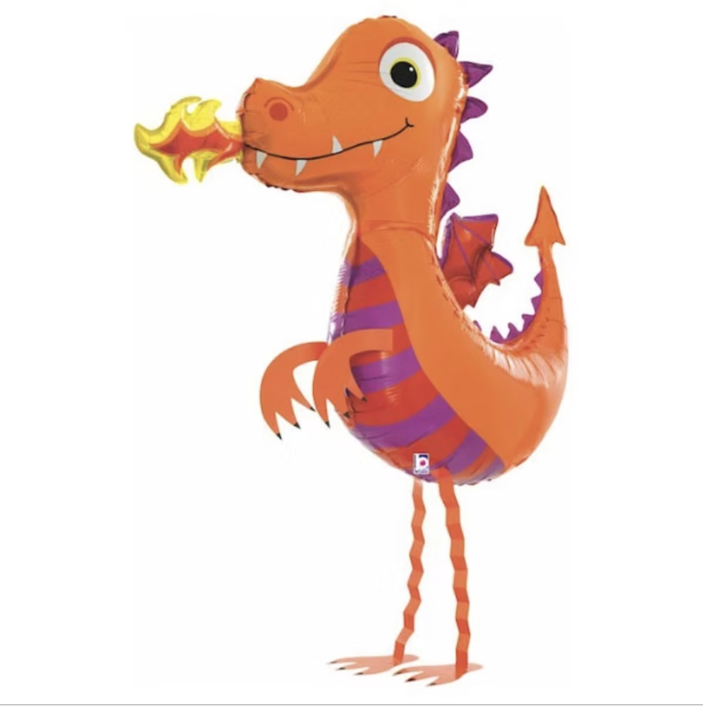 Airwalker Draak Oranje  |  Folie Ballon |  Kids  | Inclusief Helium en lint | 80 cm | Oranje