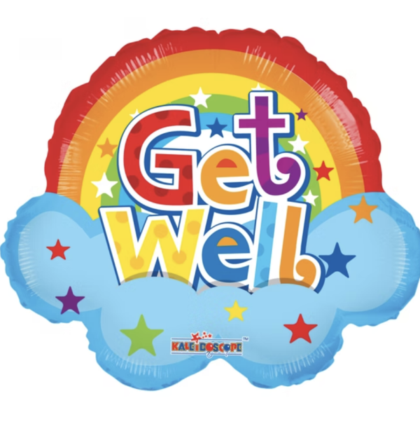 Get Well Soon  |  Folie Ballon |   | Beterschap | Inclusief | Helium en Lint | 45 cm | Geel Blauw