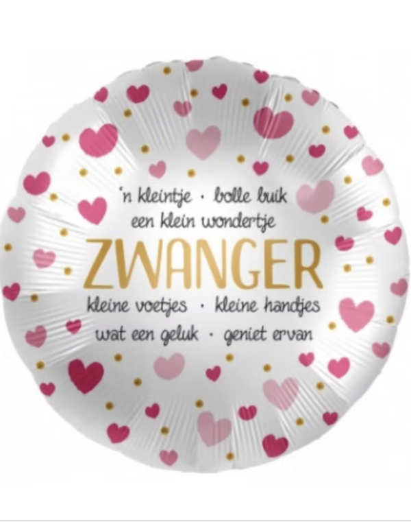 Zwanger  |  Folie Ballon |  | Baby | Inclusief | Helium en Lint | 45 cm | Roze