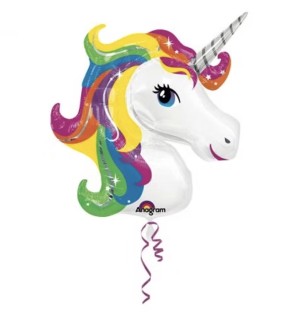 Eenhoorn Kleur |  Folie Ballon |  Kids | Inclusief Helium en Lint | XL 80 cm  | Roze Wite
