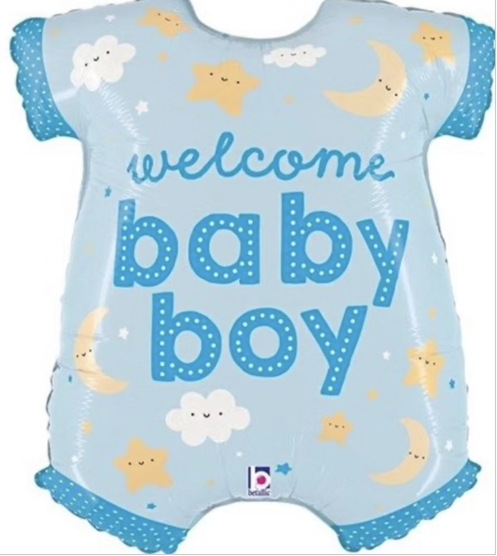 Welcome Baby Boy |  Folie Ballon |  Baby  | Inclusief Helium en lint | 66 cm  | Blauw