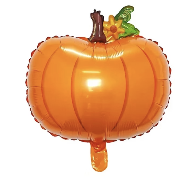 Pompoen | Folie Ballon | Kids | Mix | Inclusief Helium en lint | 45 cm | Oranje