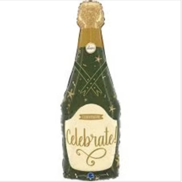 Champagne fles Groen | Folie Ballon | Verjaardag | Mix | Inclusief Helium en lint | 90 cm | Groen