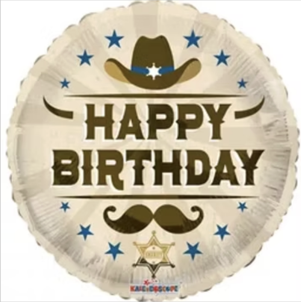Happy Birthday Cowboy | Folie Ballon | 45 cm | Verjaardag |  Inclusief Helium en Lint | Bruin
