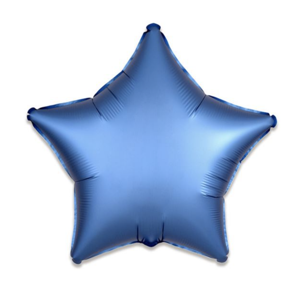 Ster Blauw Matte | Folie ballon  | Mix | Inclusief Helium en Lint | 45 cm | Blauw