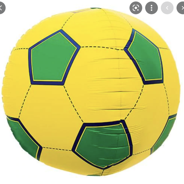 Voetbal Geel  | Folie ballon  | Kids | Inclusief Helium en Lint | 45 cm | Geel Groen