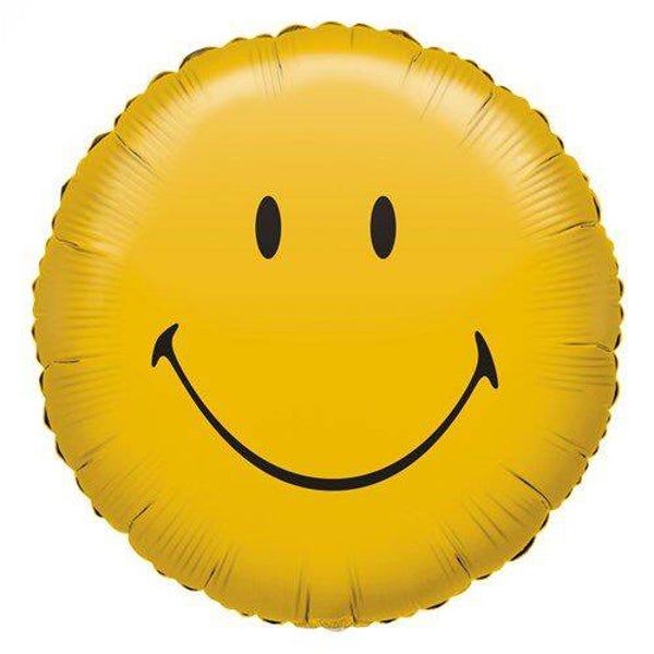 Smiley Happy  | Folie Ballon  | Mix | Inclusief Helium en Lint | 45 cm | Geel
