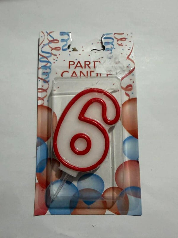 number 6 cake candle