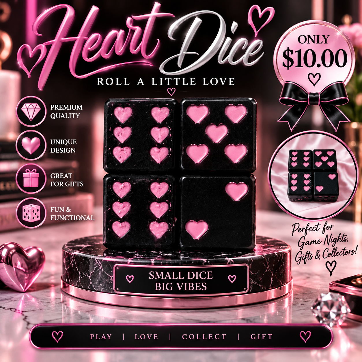 Custom Heart Dice