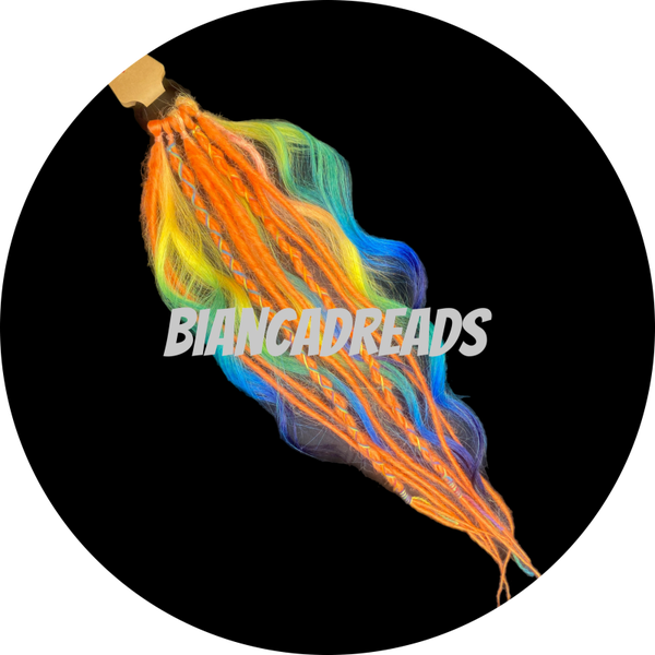 Dreadponytail orange rainbow