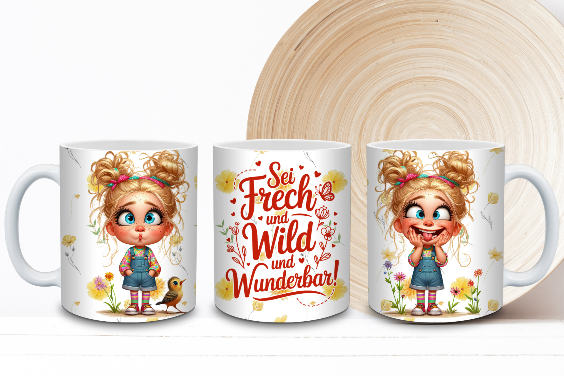Tasse „Sei frech und wild und wunderbar“ - Motivations Tasse mit Mädchenmotiv
