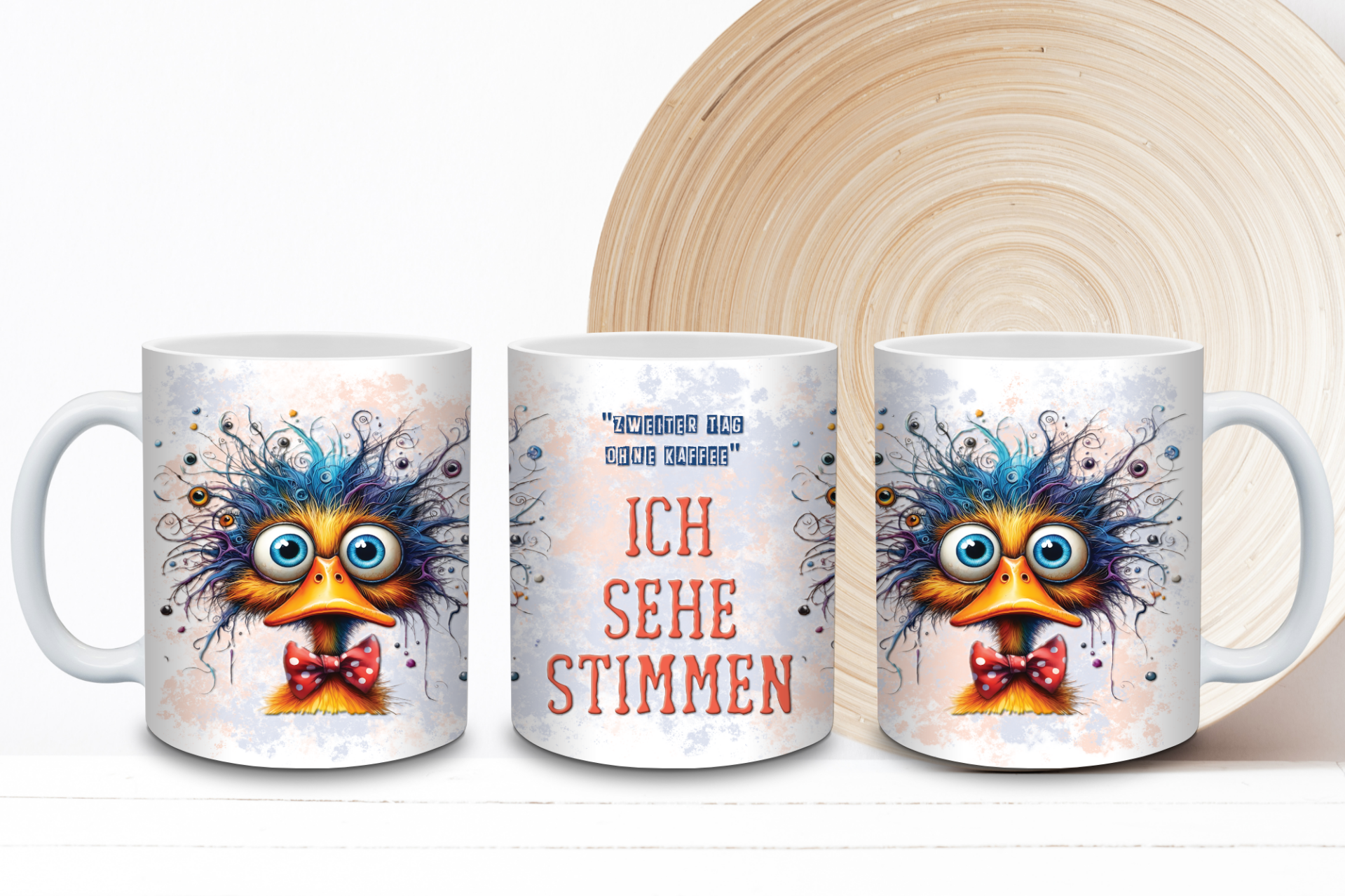 Lustige Kaffee Tasse „Ich sehe Stimmen“ - Ente Motiv | Büro Humor Geschenk