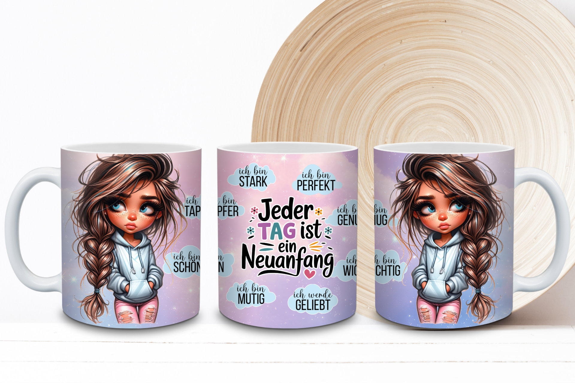 Tasse „Jeder Tag ist ein Neuanfang“ - Affirmationen & Motivation | Mädchenmotiv