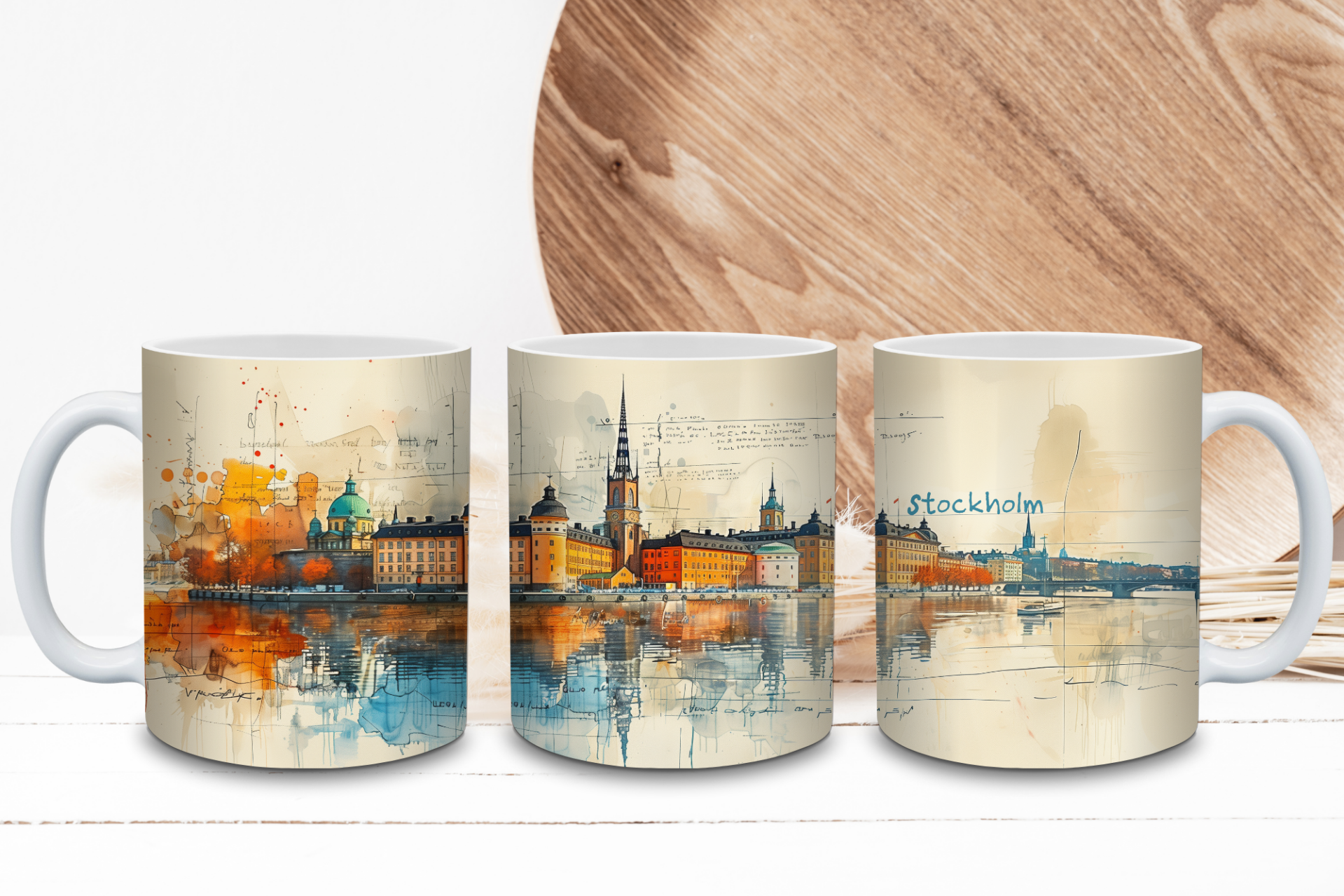 Stockholm Tasse - Aquarell Stadtmotiv | Schweden Souvenir Becher