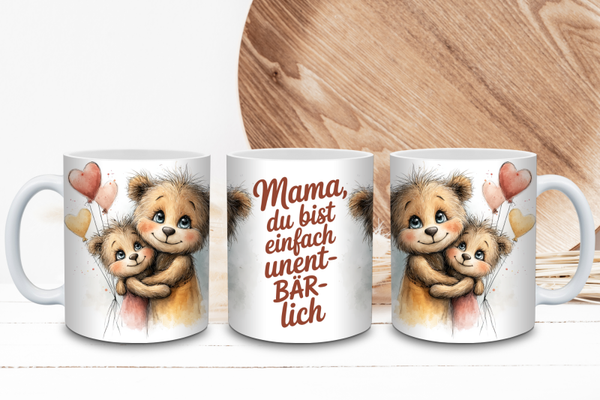 Tasse Mama Papa „Du bist einfach unentBÄRlich“ - Geschenk mit Bärenmotiv