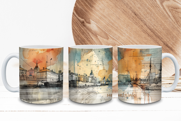 Helsinki Tasse - Stadtmotiv mit Hafen & Skyline | Souvenir Becher