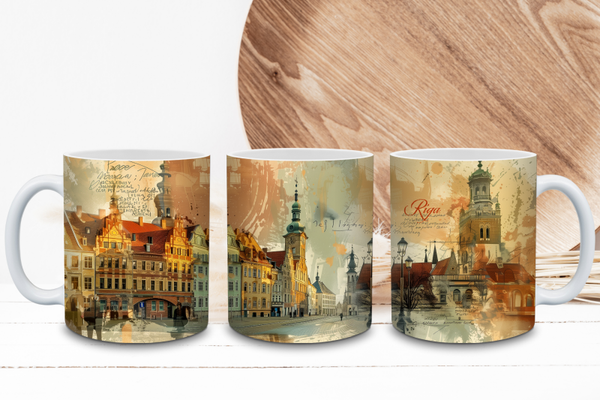 Riga Tasse mit Stadtmotiv - Künstlerische Keramiktasse