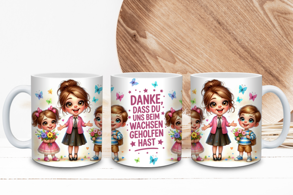 Tasse Erzieherin Lehrerin - Danke, dass du uns beim Wachsen geholfen hast | Abschiedsgeschenk