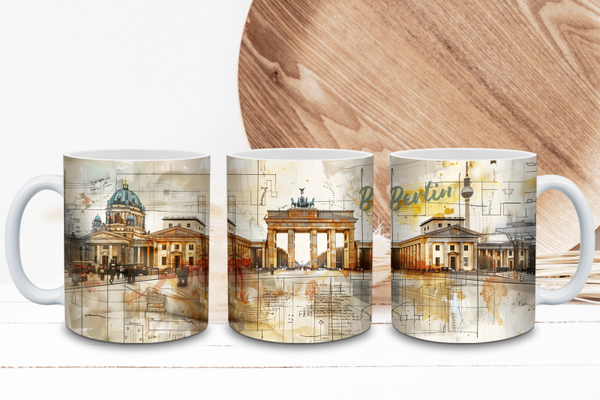 Berlin Skyline Tasse - Künstlerisches Souvenir & Geschenkidee