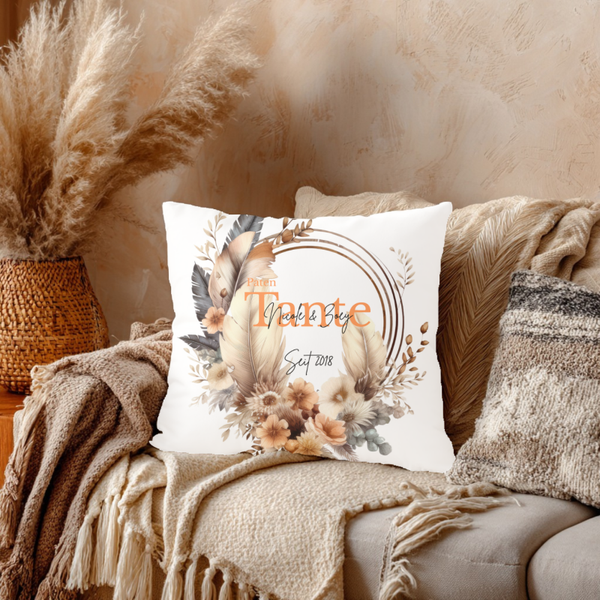 Personalisiertes Kissen „Patentante“ – mit Namen & Herzbotschaft