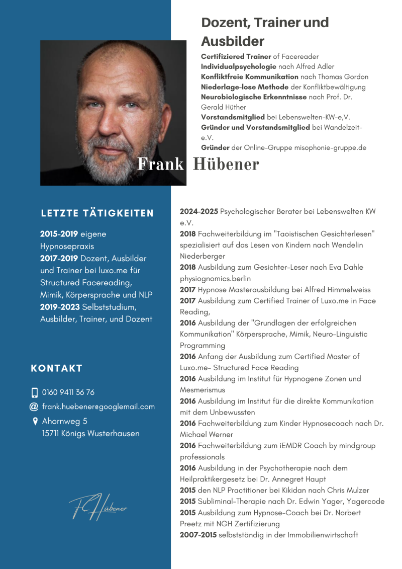 Vita, Lebenslauf von Frank Hübener