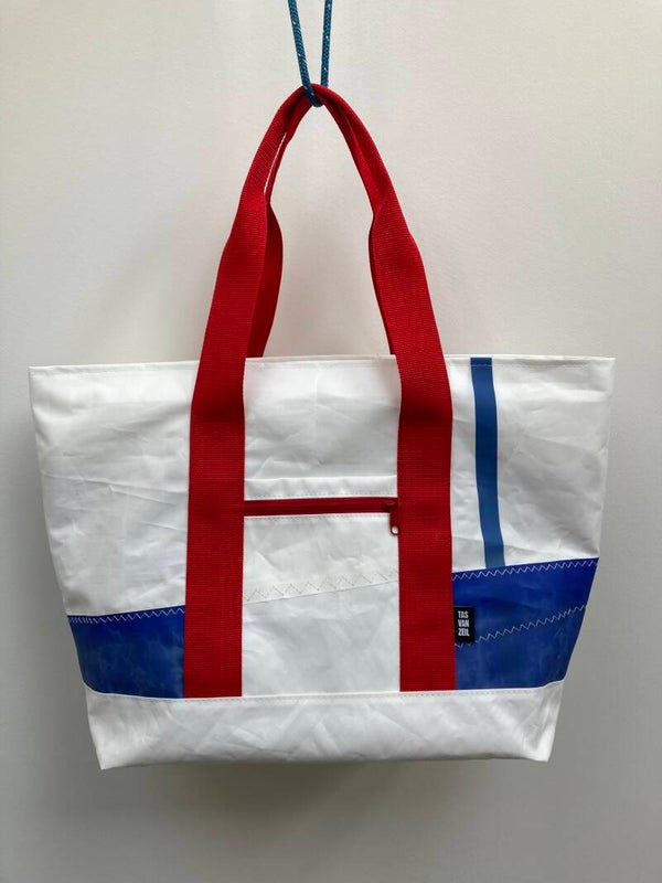 Large tas - Weekendtas, wit/blauw