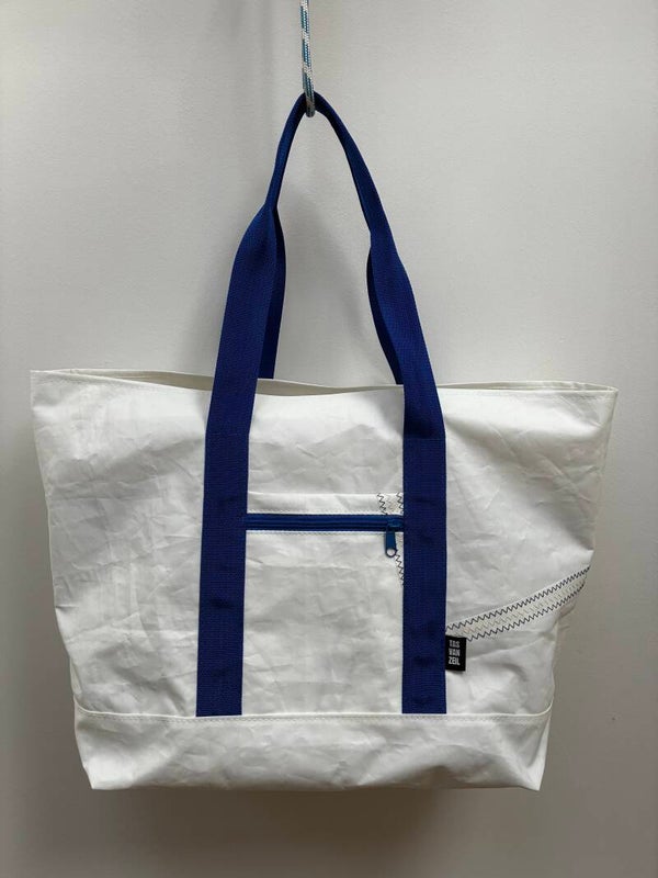Large tas - Weekendtas, wit/blauw