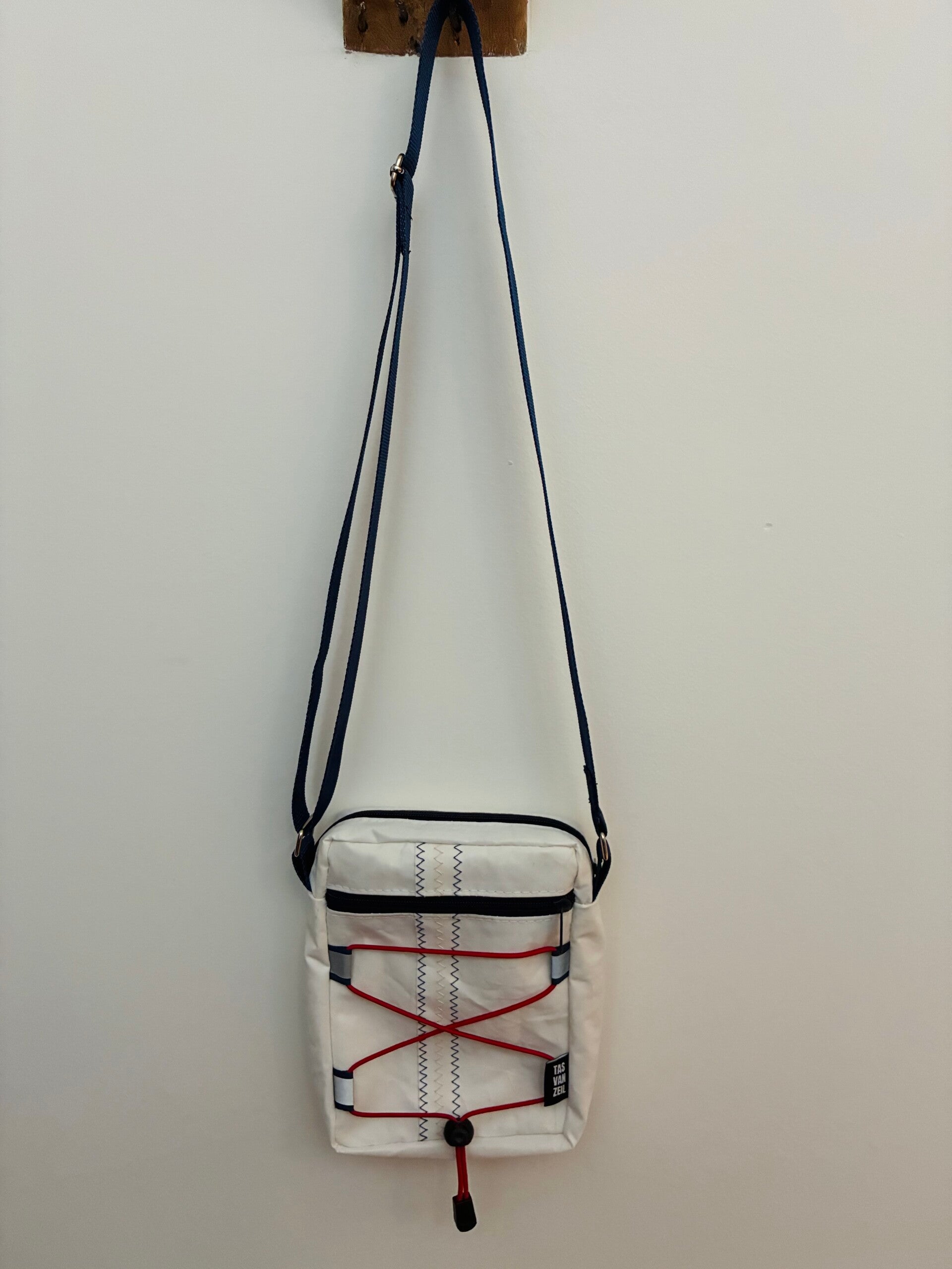 Crossbody tasje donkerblauw - rood