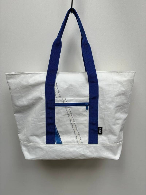Large tas - Weekendtas, wit/blauw