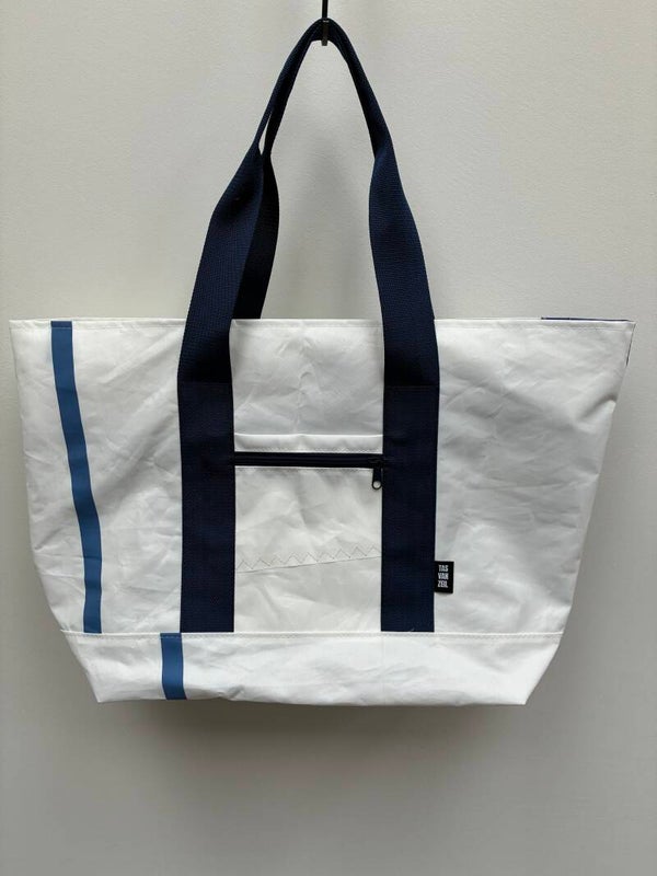 Large tas - Weekendtas, wit/blauw