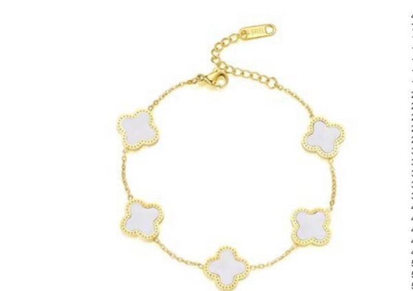 18 k gold plated four leaf clover bracelet