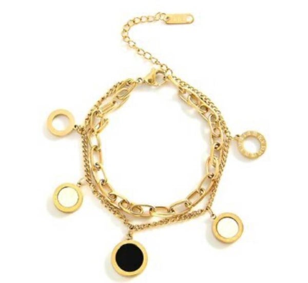18k gold plated bracelet wit met zwart