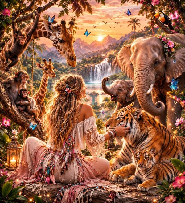 een mooie vrouw in de jungle