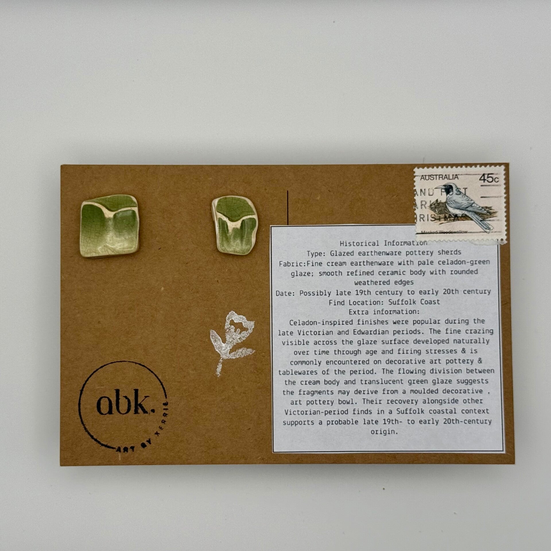 Light Green Arch Pattern Mudlarked Sherd Cufflinks