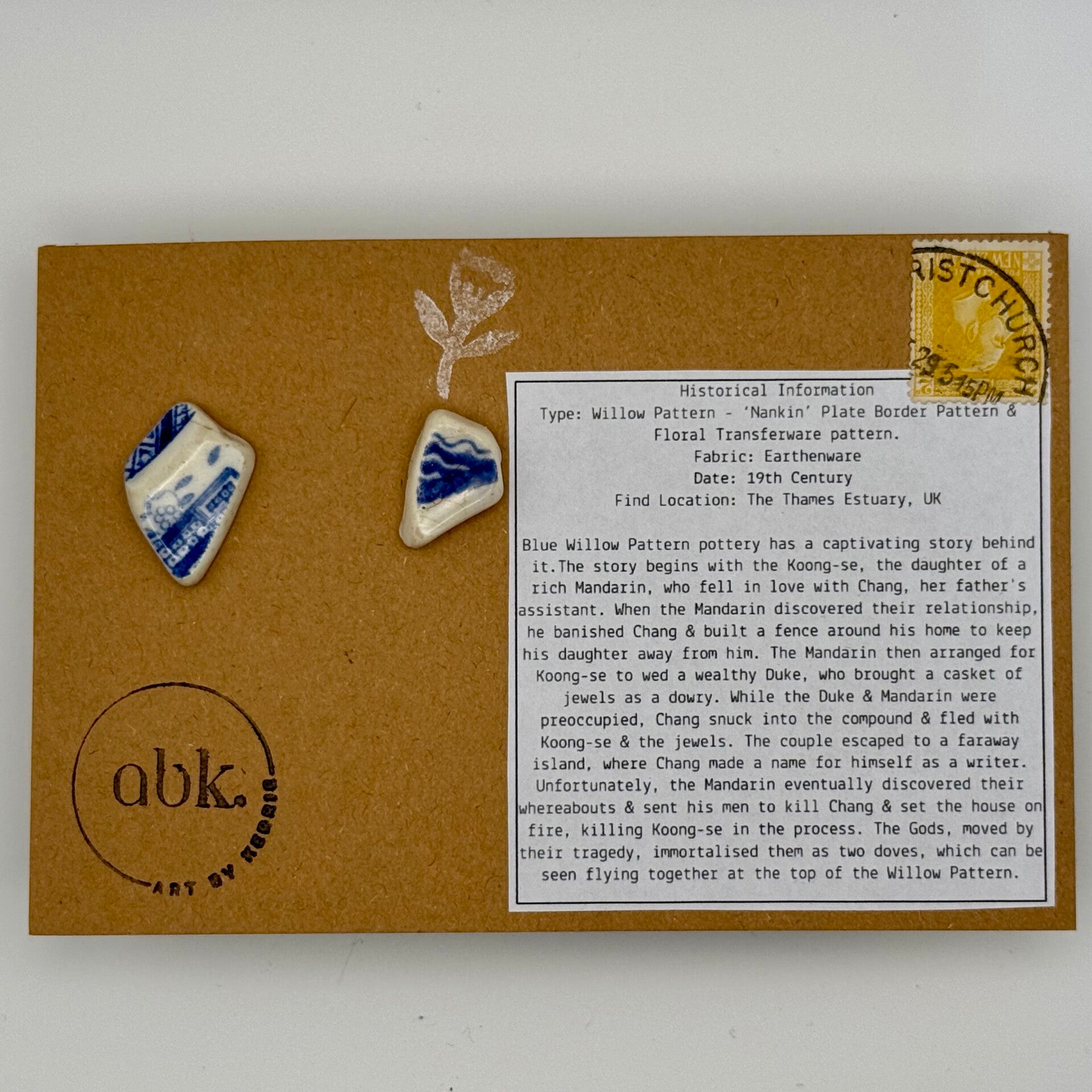 Mudlarked Deep Blue Nankin Border Earrings