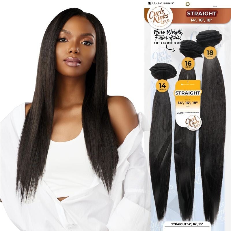 Sensationnel Curls Kinks & Co Bundles Straight 18" 20" 22" 1B
