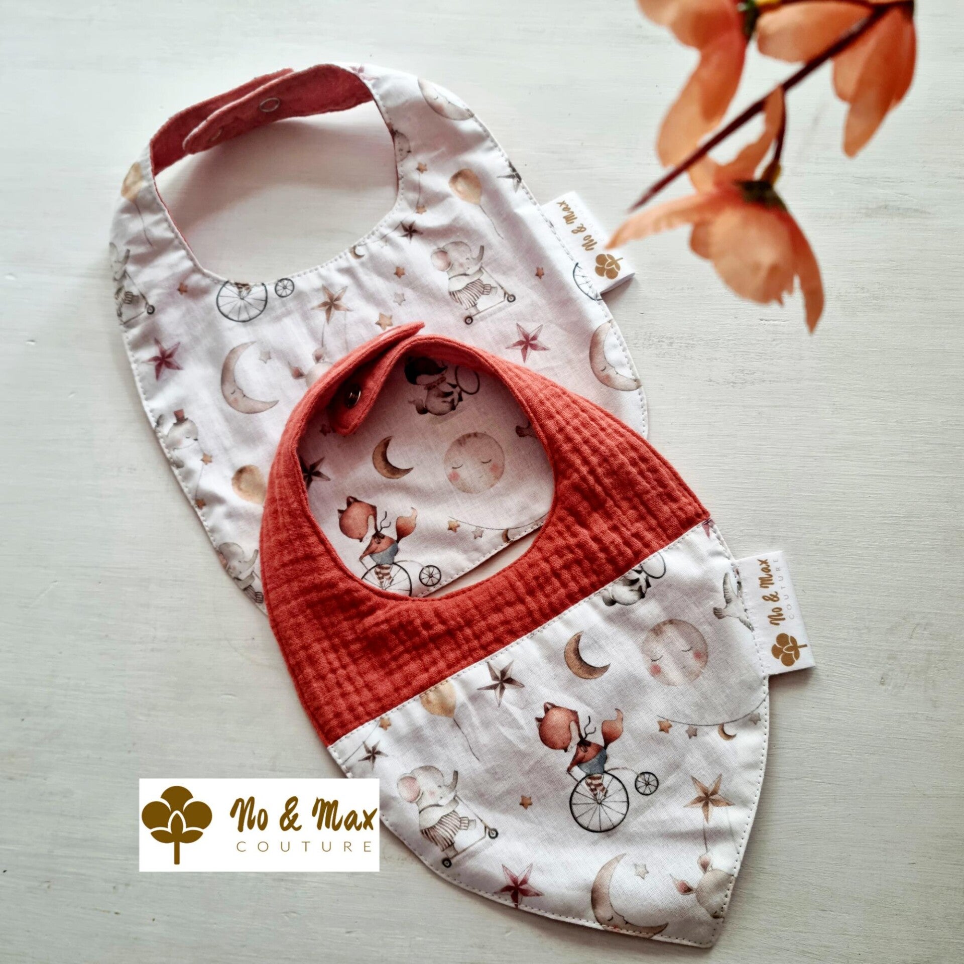 Notre lot de bavoirs de naissance , collection "Lune" / Cadeau de naissance / Naissance