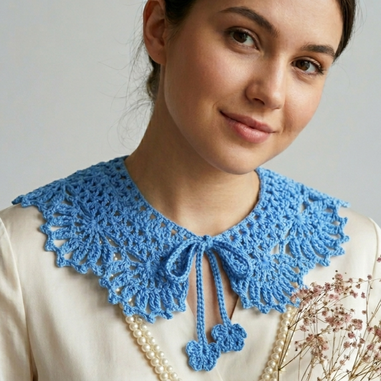 Col Amovible en Crochet "Azur" – L'Éclat Rétro-Chic
