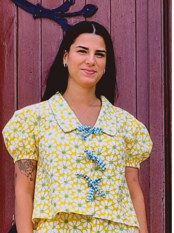 Margot, blouse d'été Marguerites à noeuds