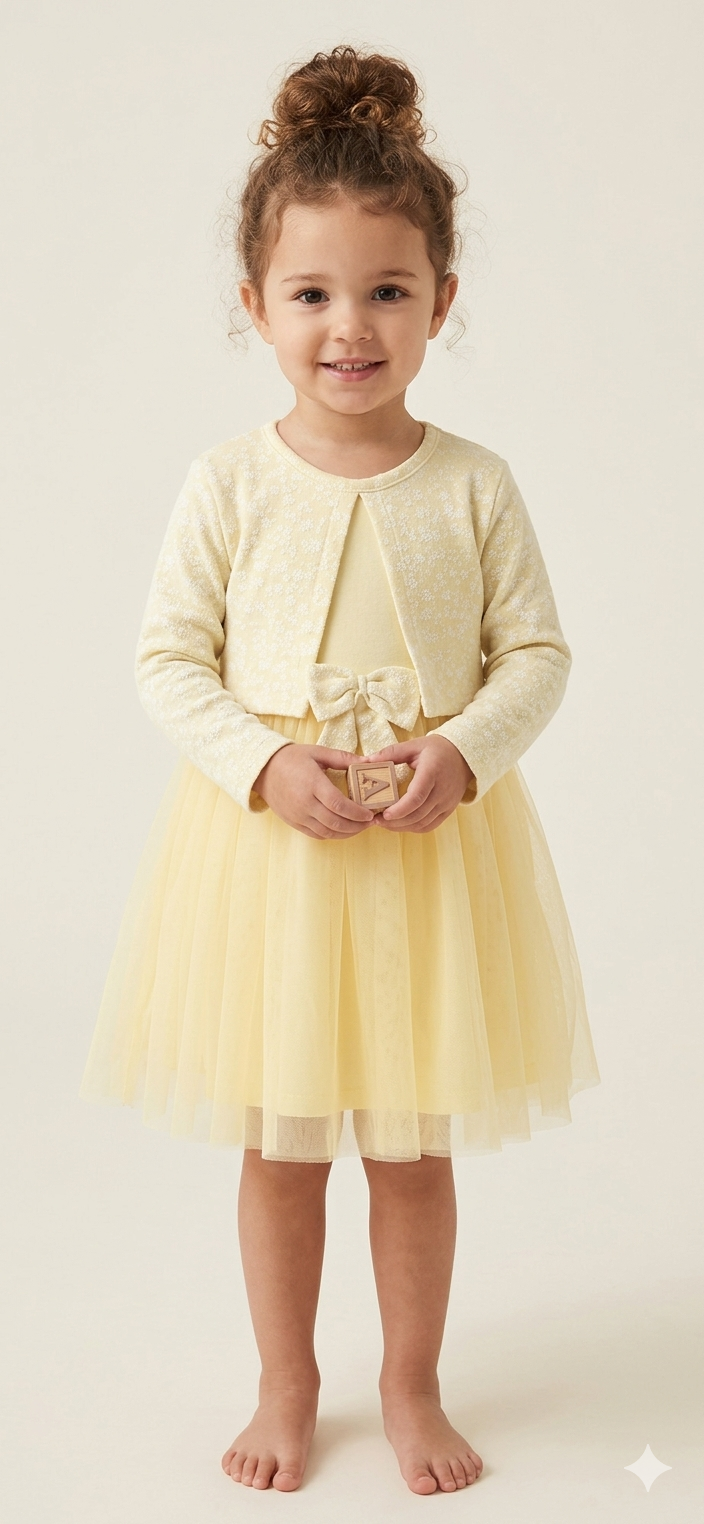 Girl Mock Bolero Mesh Skirt Dress